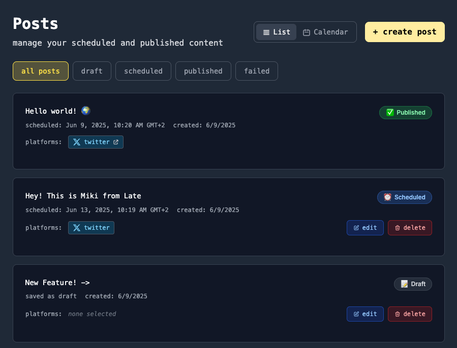 Multiple posting methods - API, dashboard, and no-code integrations